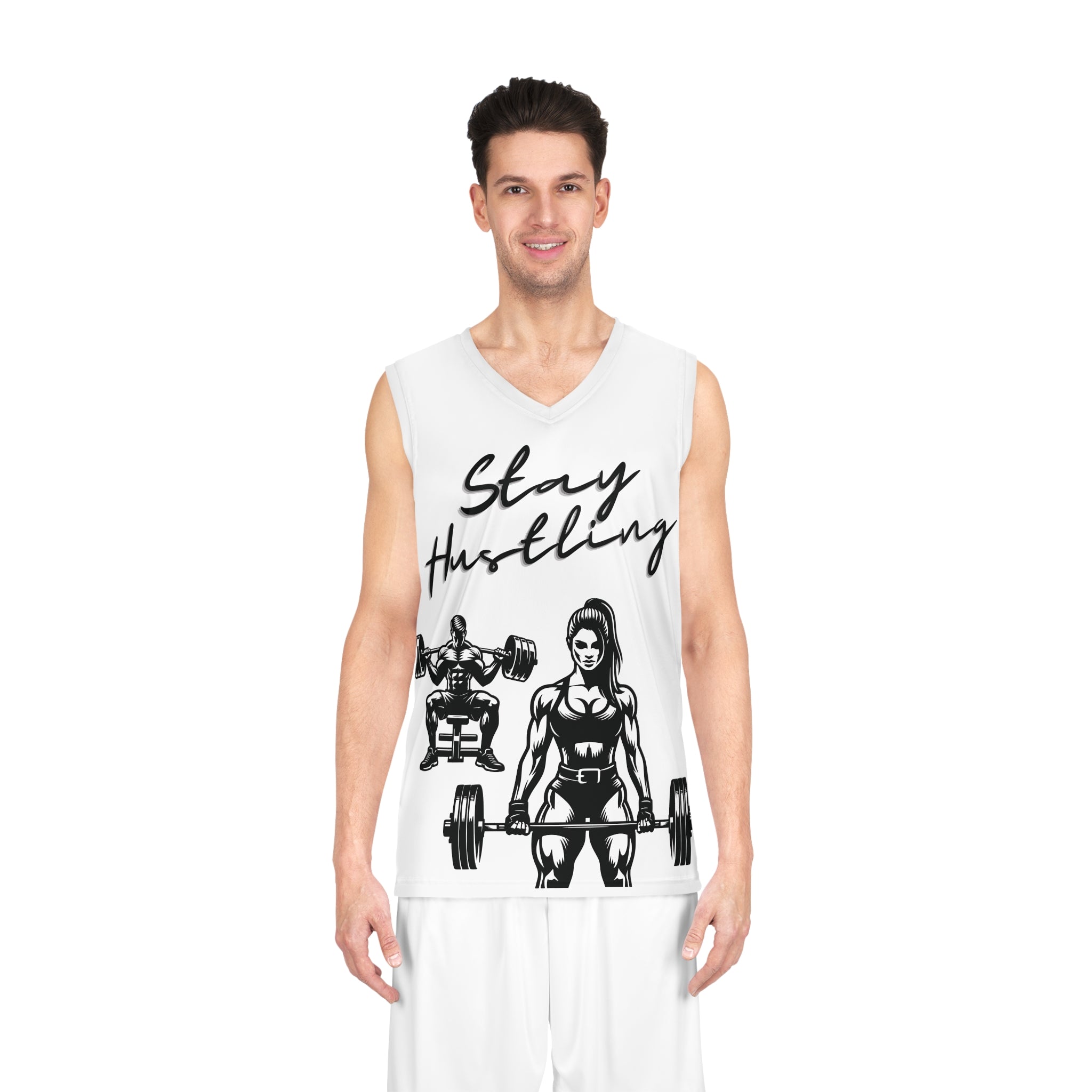 Motivational Basketball Jersey - Stay Hustling, Workout Gear, Fitness Apparel, Sportswear, Gift for Athletes