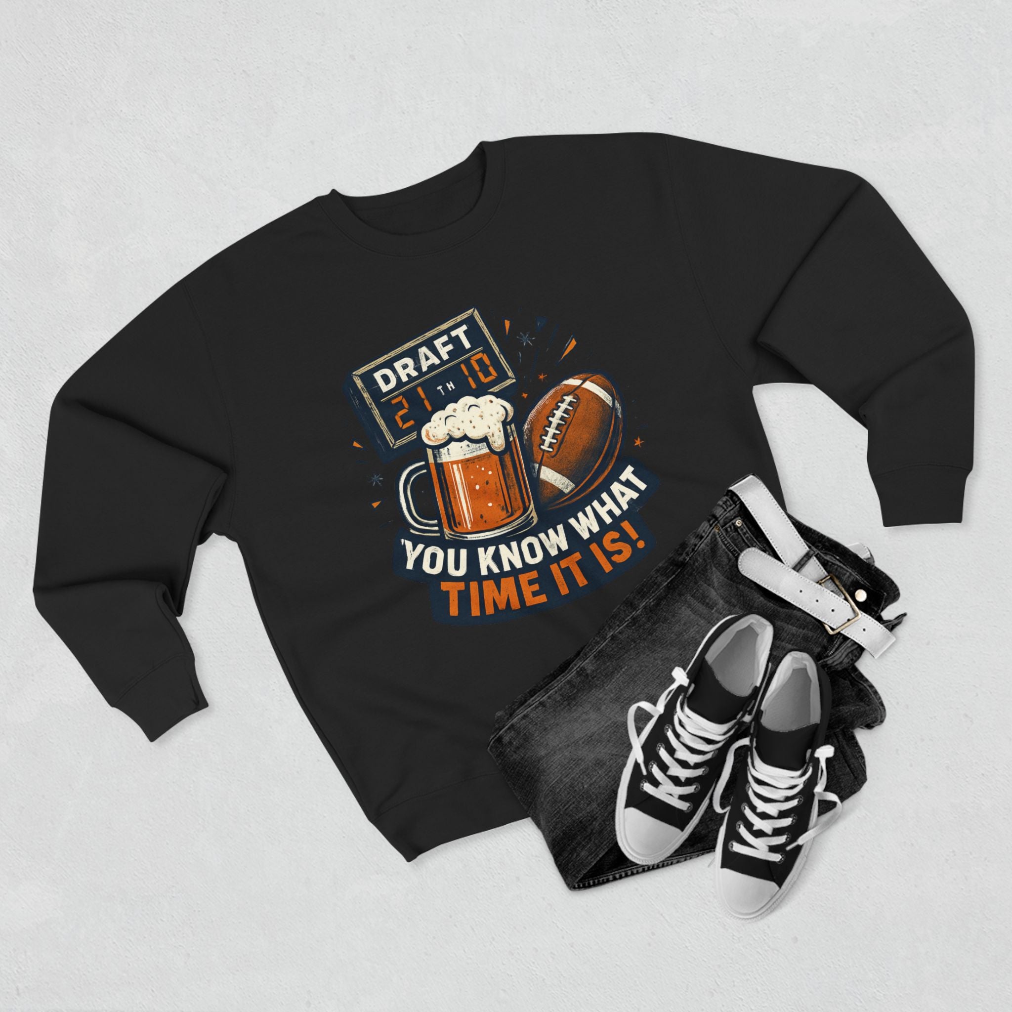 Draft Day Crewneck Sweatshirt | You Know What Time It Is! | Unisex Fashion | Sports Fan Apparel | Gift for Him/Her | Tailgating Essentials