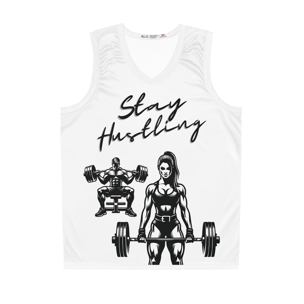 Motivational Basketball Jersey - Stay Hustling, Workout Gear, Fitness Apparel, Sportswear, Gift for Athletes