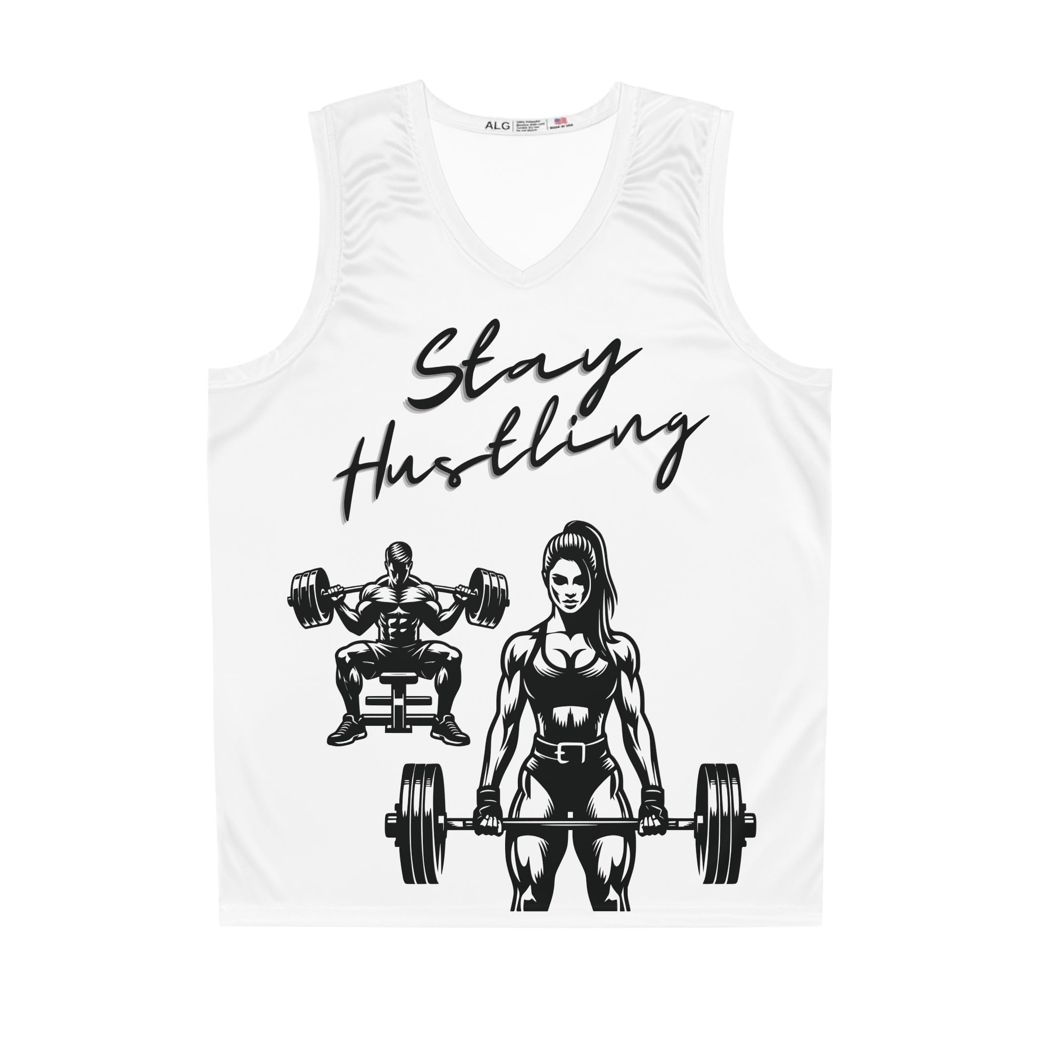 Motivational Basketball Jersey - Stay Hustling, Workout Gear, Fitness Apparel, Sportswear, Gift for Athletes
