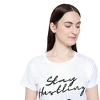 Women's Fitness Tee - Stay Hustling, Workout Shirt, Gym Top, Athletic Wear, Motivational Sportswear
