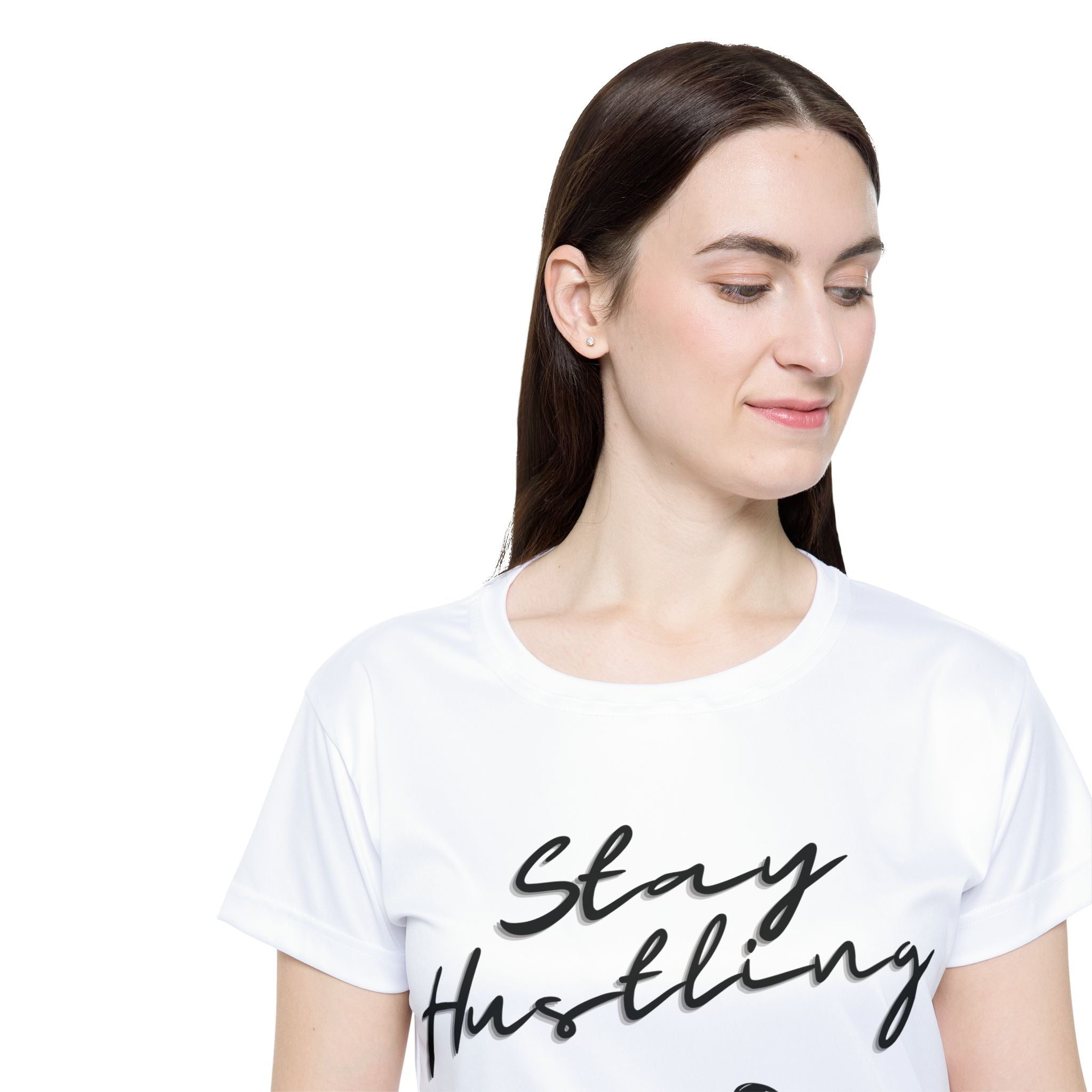 Women's Fitness Tee - Stay Hustling, Workout Shirt, Gym Top, Athletic Wear, Motivational Sportswear
