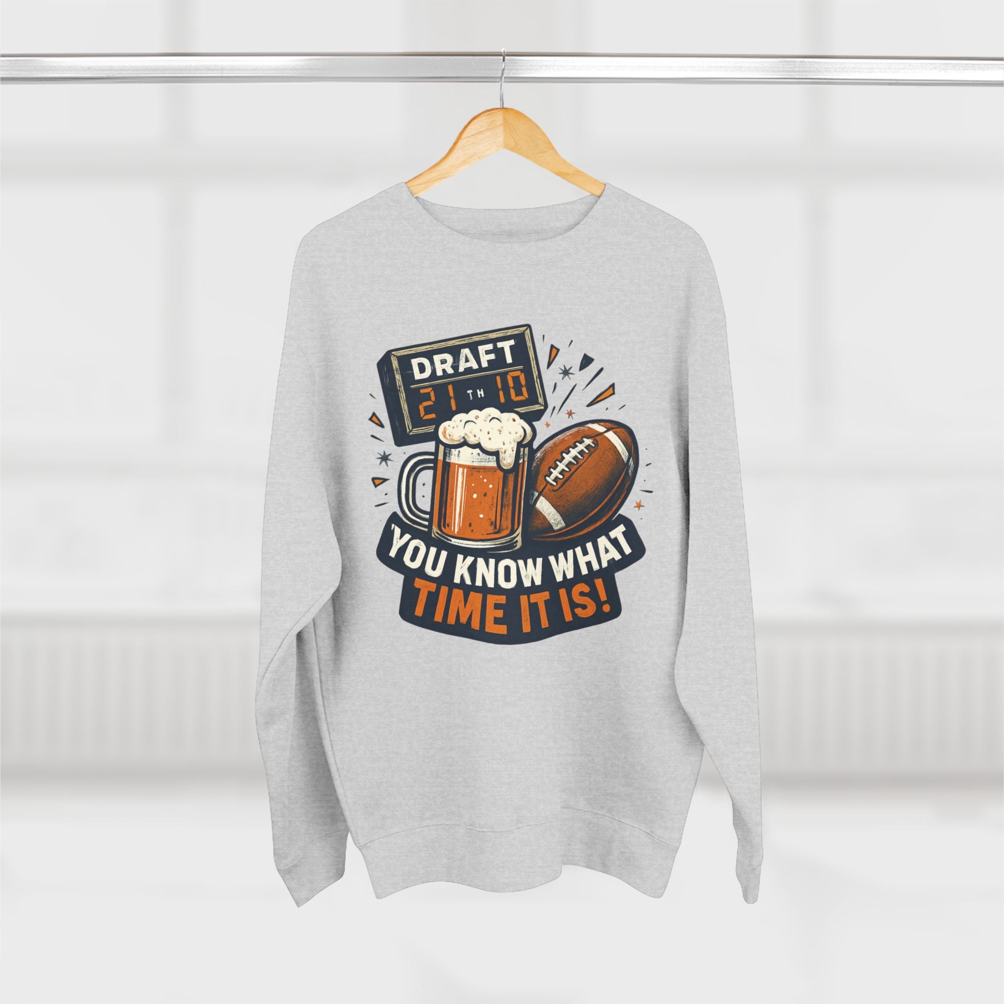 Draft Day Crewneck Sweatshirt | You Know What Time It Is! | Unisex Fashion | Sports Fan Apparel | Gift for Him/Her | Tailgating Essentials