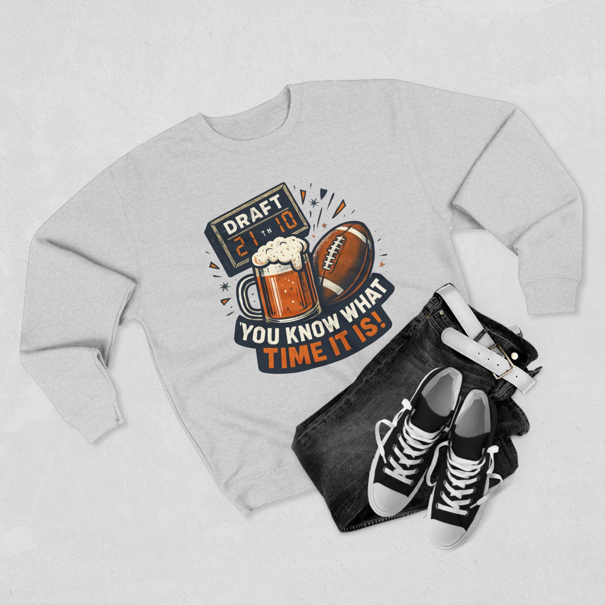 Draft Day Crewneck Sweatshirt | You Know What Time It Is! | Unisex Fashion | Sports Fan Apparel | Gift for Him/Her | Tailgating Essentials