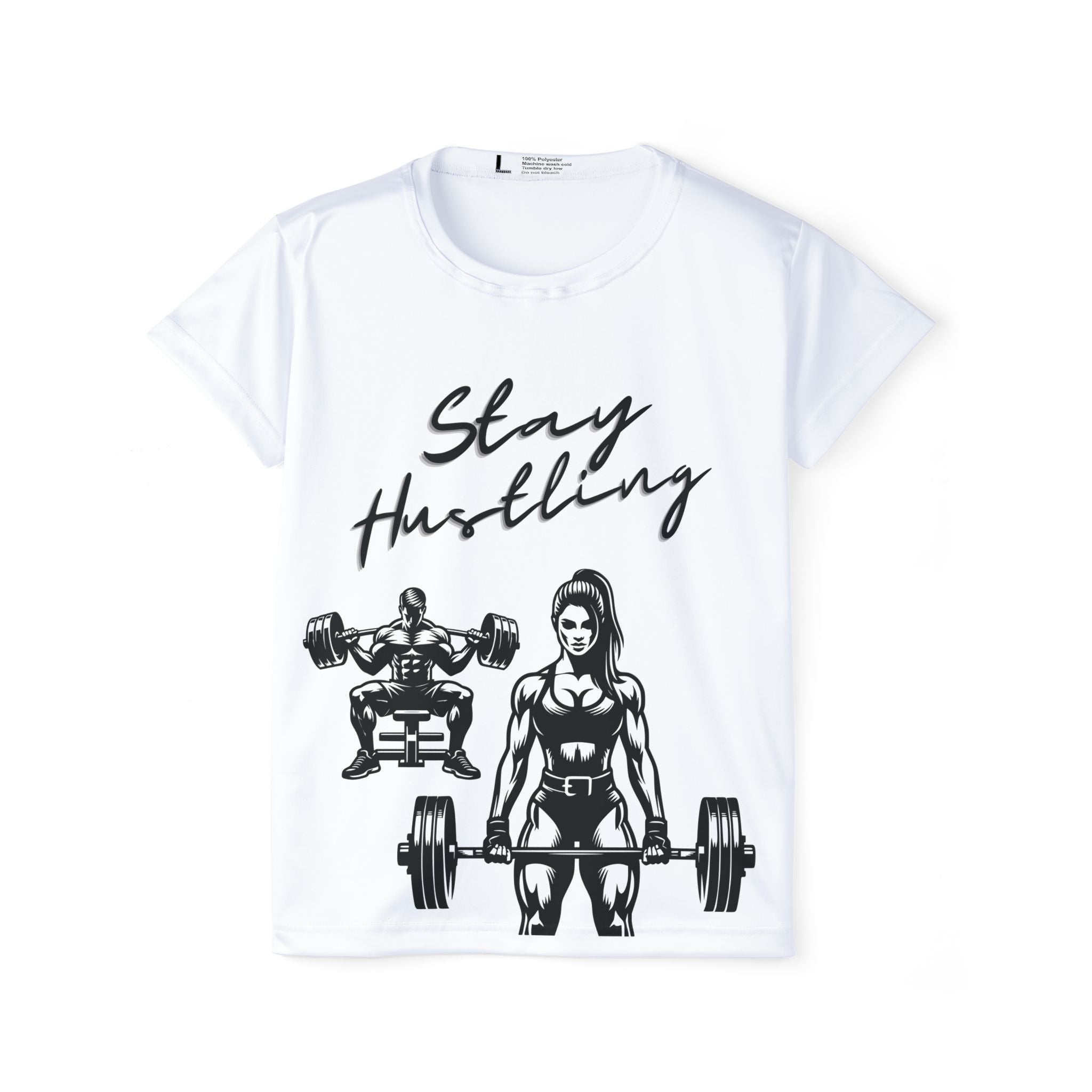 Women's Fitness Tee - Stay Hustling, Workout Shirt, Gym Top, Athletic Wear, Motivational Sportswear