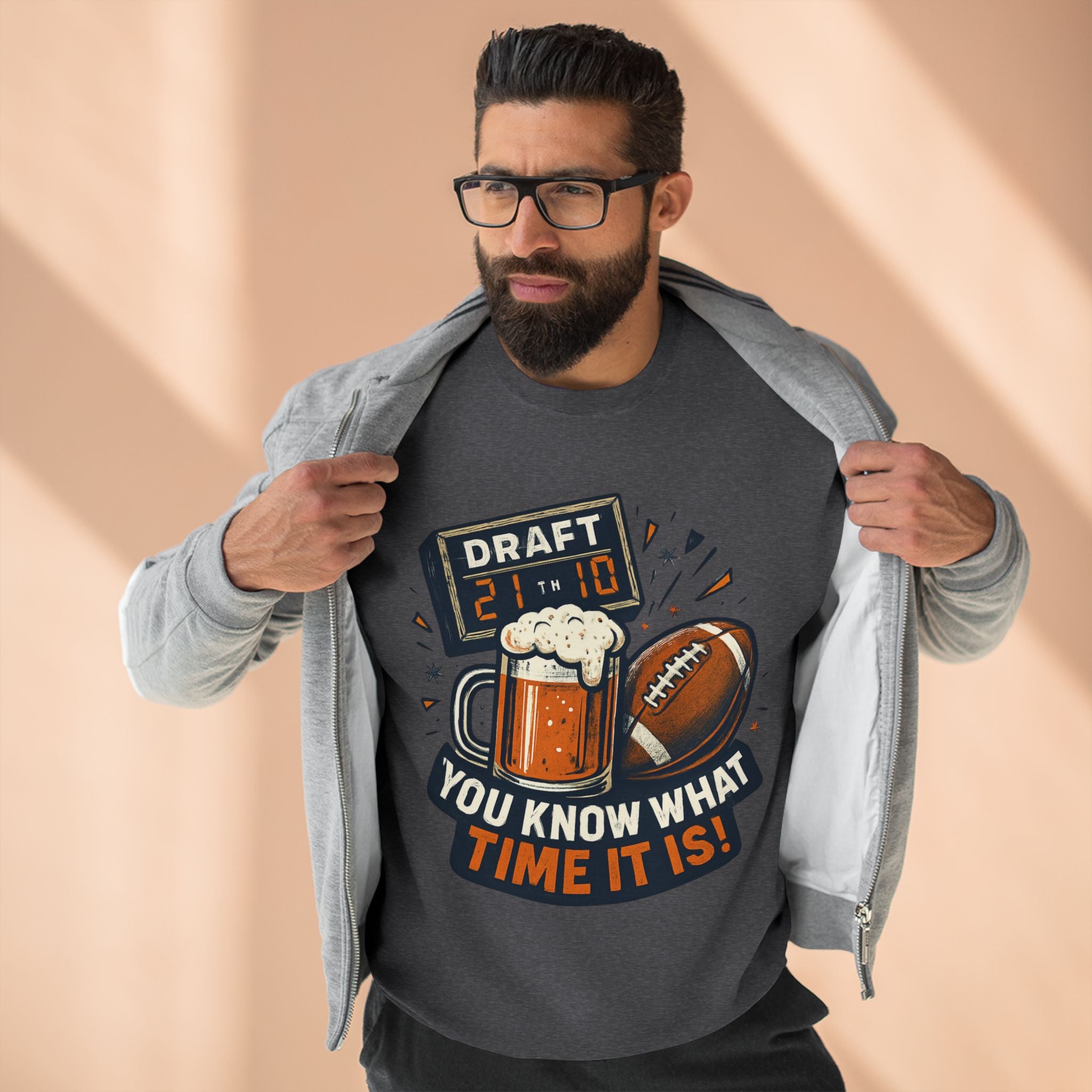 Draft Day Crewneck Sweatshirt | You Know What Time It Is! | Unisex Fashion | Sports Fan Apparel | Gift for Him/Her | Tailgating Essentials